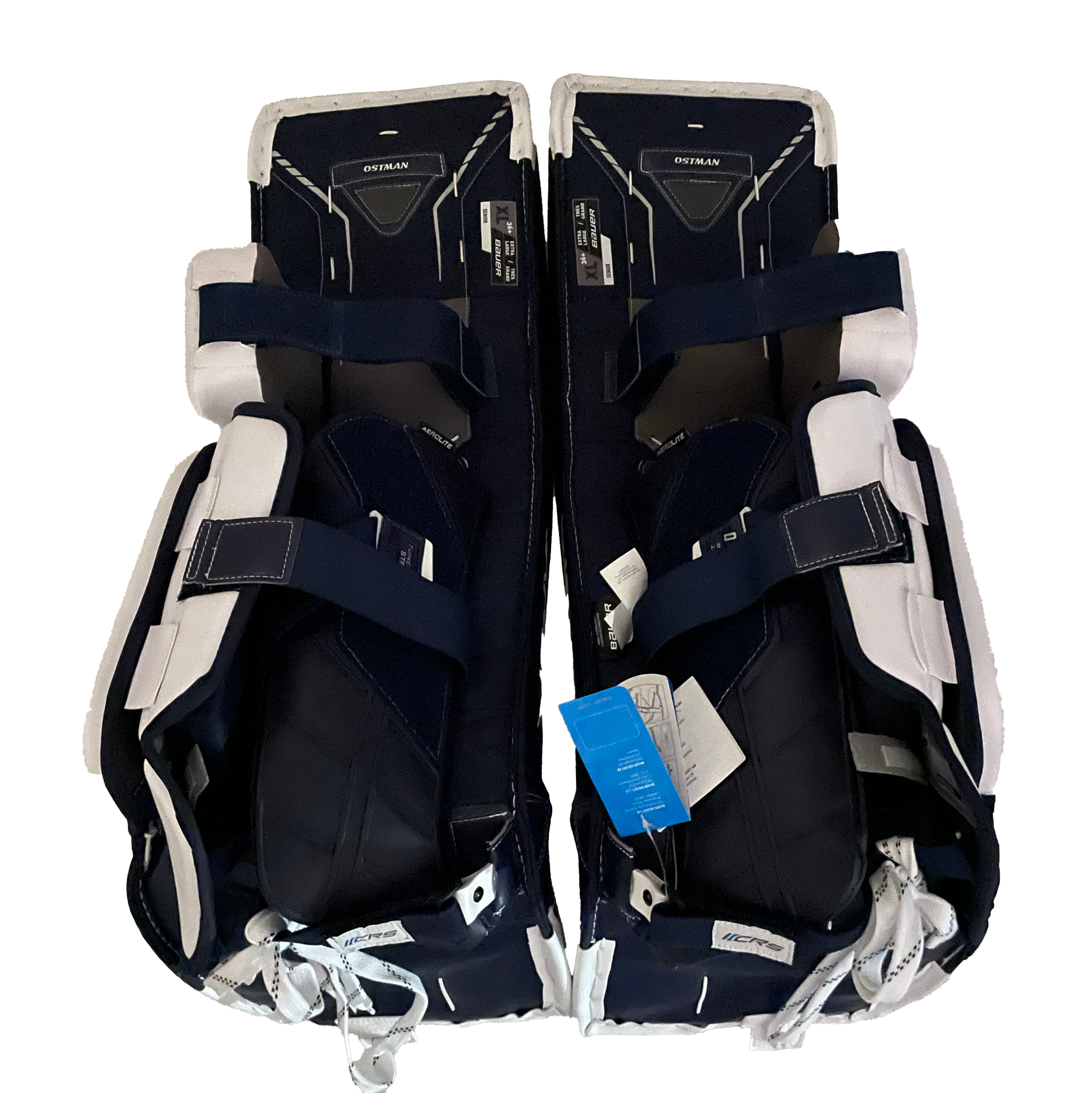 Bauer Vapor HyperLite – Nouvelles protections de gardien Pro Stock (blanc/bleu)